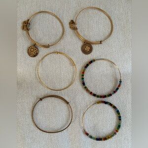 Alex and Ani Gold and Multicolor Beaded Bangle Set of 6